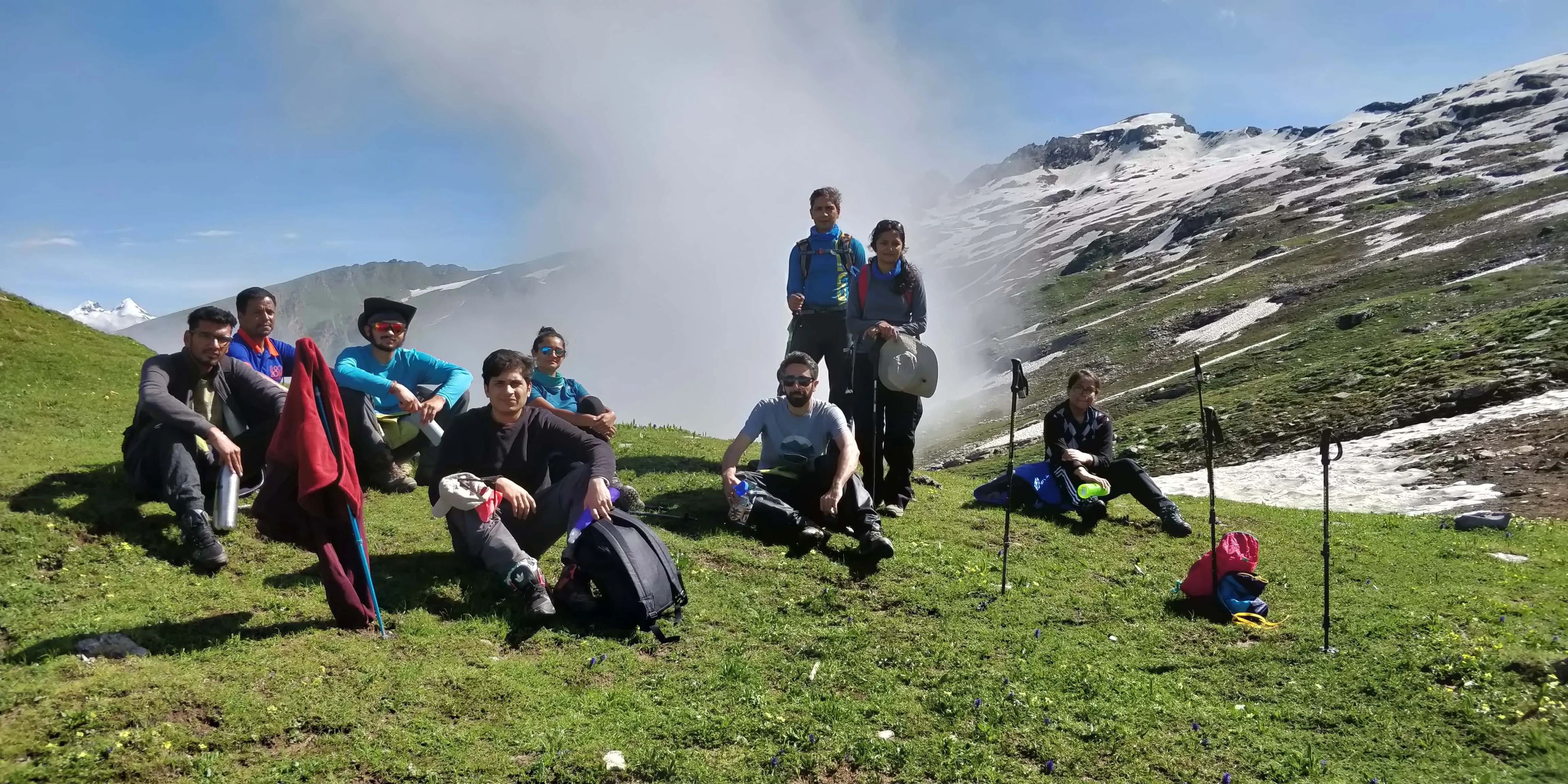 Taking a break during the summit climb day