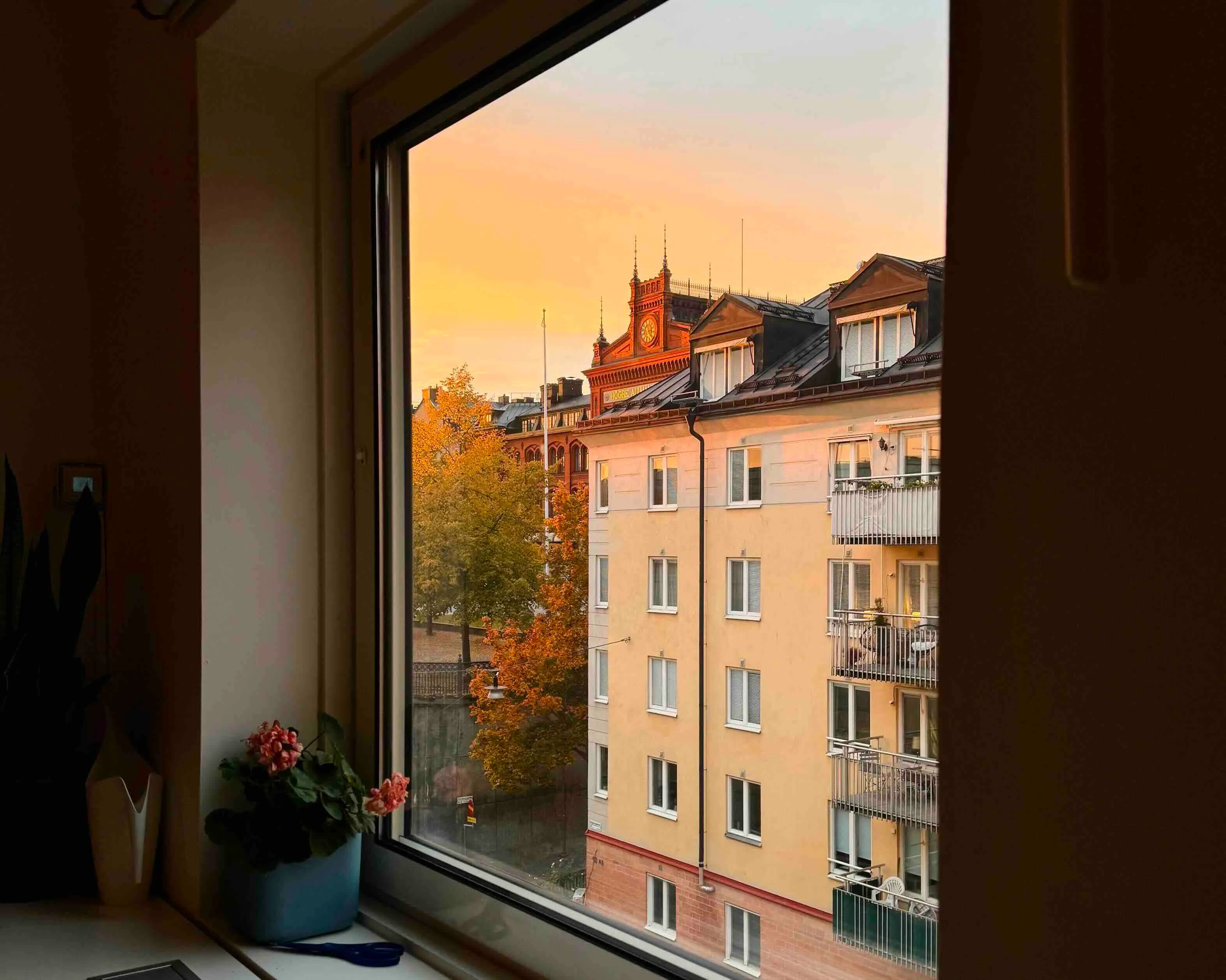 Sunset view from a window